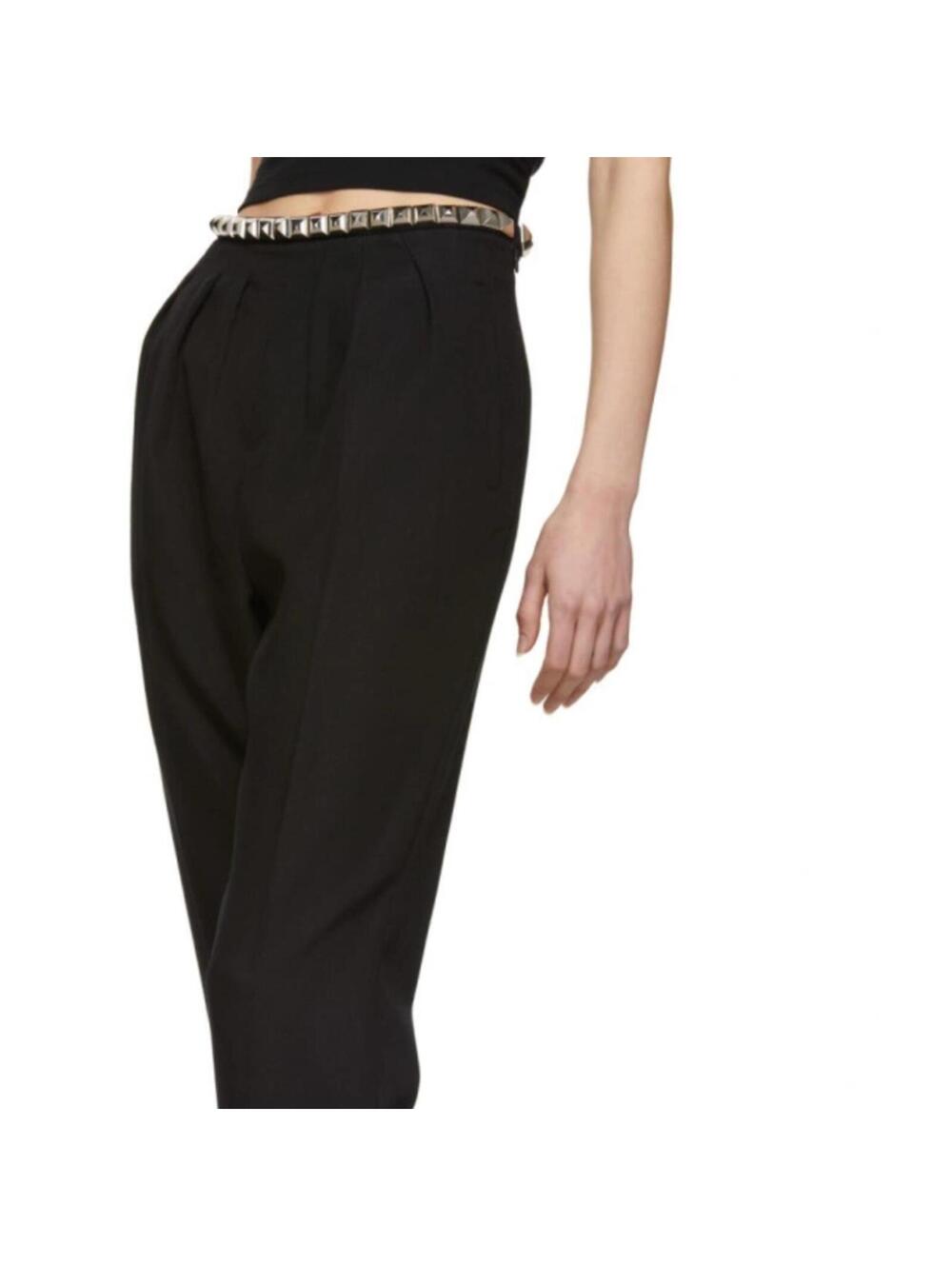Alexander Wang Studded Pleated Wool Trousers Black NWT
